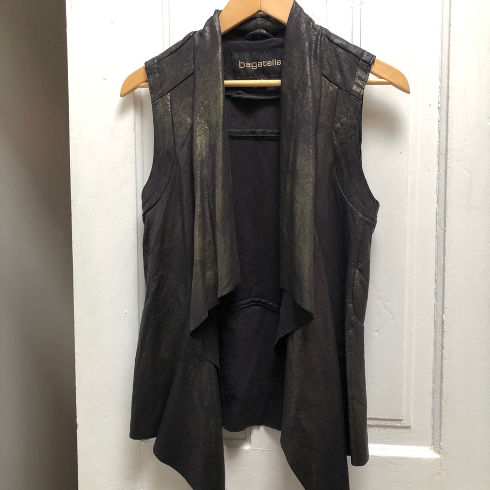 Bagatelle Faux Leather/Suede Waterfall Vest